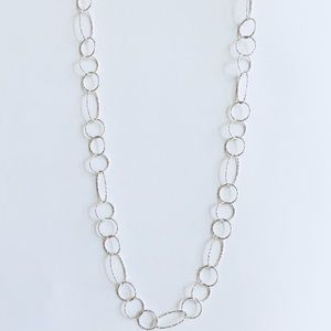 Sterling Silver ITALY  Textured Necklace 36” NWT